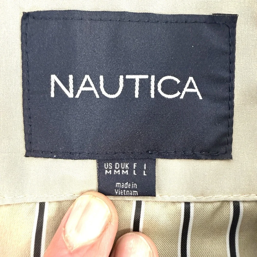 Nautica‎ Womens Rain Jacket Trench Coat Large Black Lightweight Long Sleeve